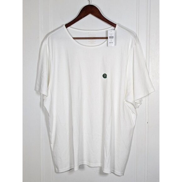 LL Bean Size PLUS 3X Womens White Short Sleeve Tee Shirt Supima Cotton NEW NWT - Picture 1 of 4